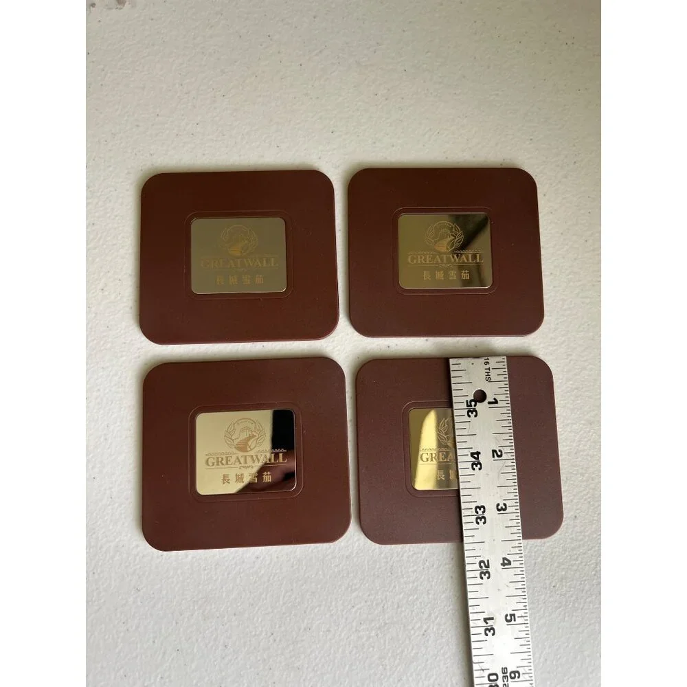 Greatwall Brown Square Drink Coasters Set Of 4 In Box
